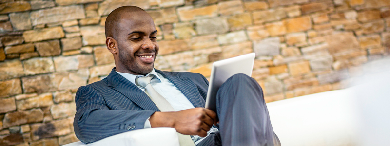 A man on his tablet