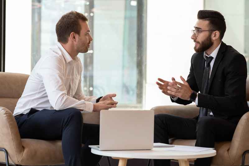 A meeting with two colleagues