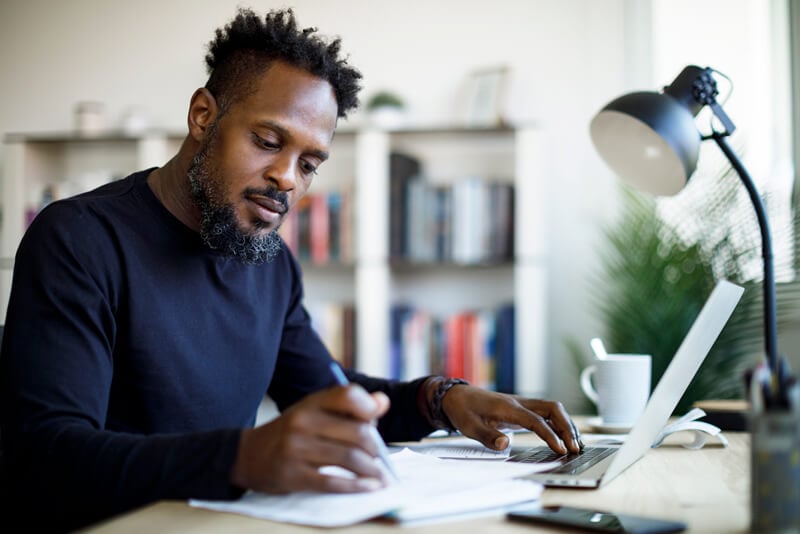 A man working at his desk