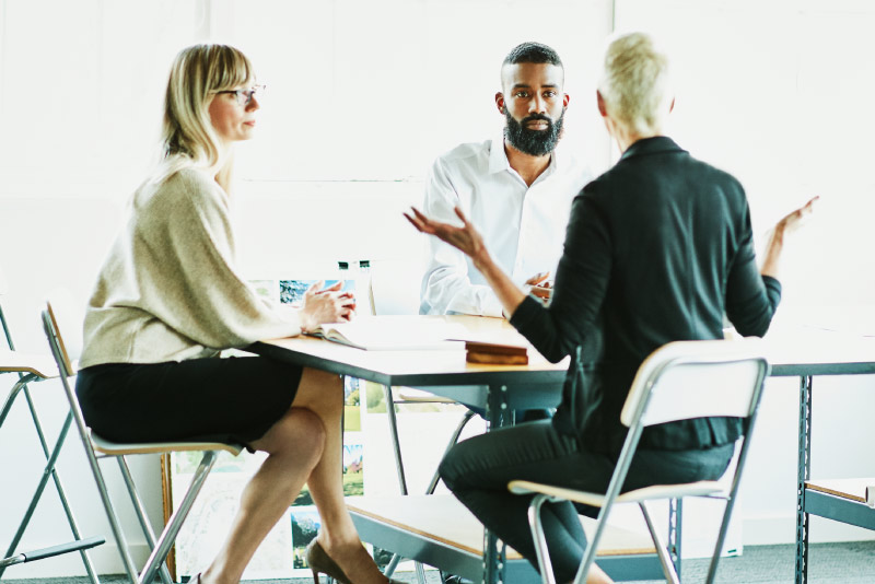 A business meeting with the lender