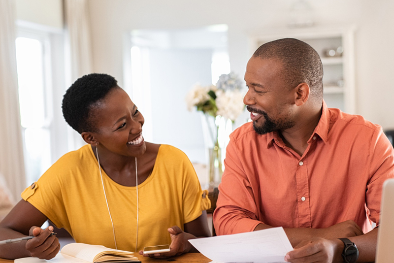 A couple discussing their financial options