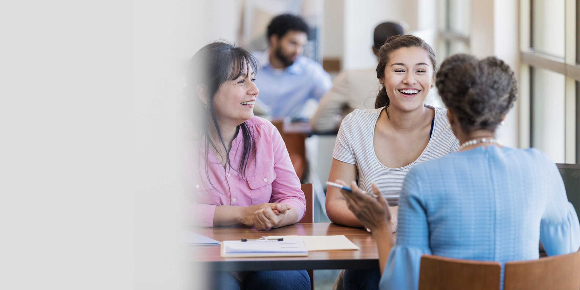 Students gathered at a table