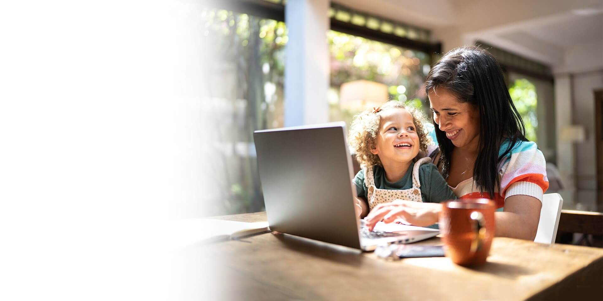 A mom and daughter signing up for eStatements