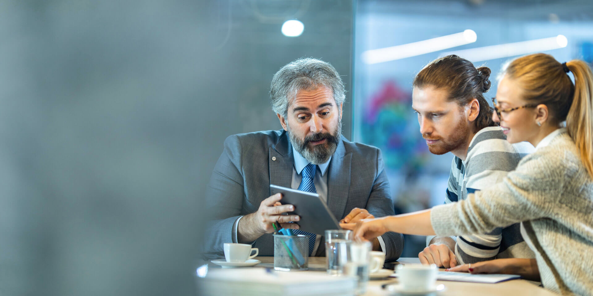 A Banker reviewing a client's checking options