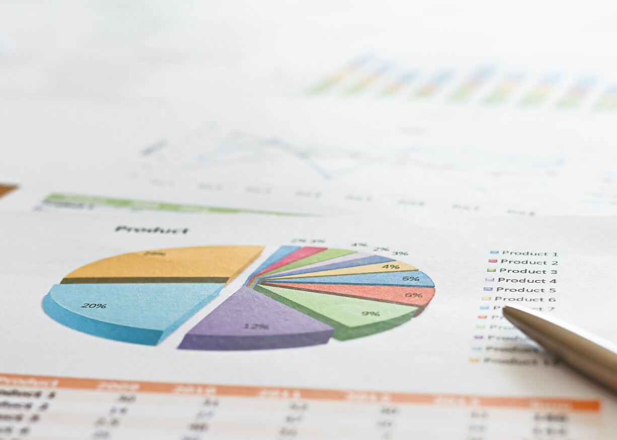 A pie chart apart of a financial report