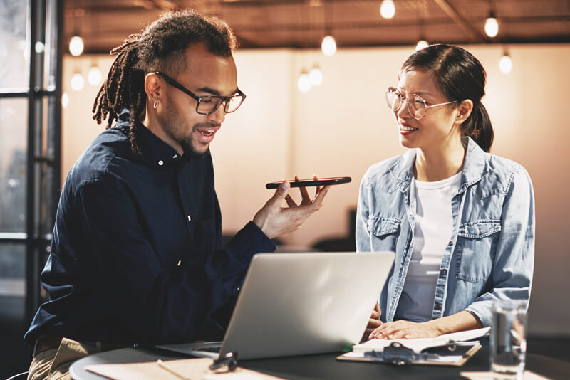 Two business owners collaborating