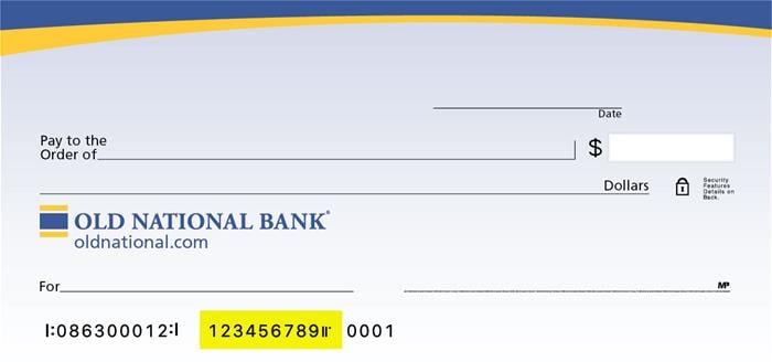 Old National Bank Check